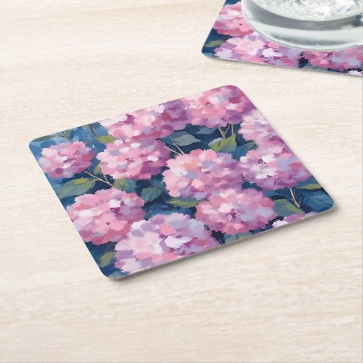 Blush Pink Hydrangeas Floral Kartonnen Onderzetters (Schuin)