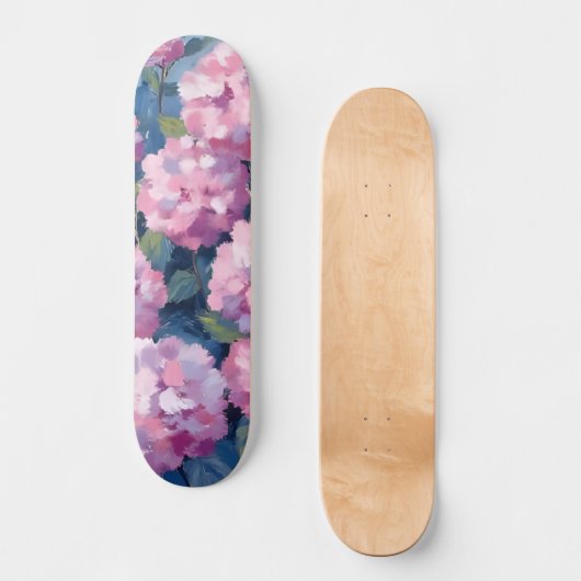 Blush Pink Hydrangeas Floral Persoonlijk Skateboard (Voorkant)