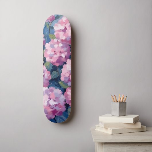 Blush Pink Hydrangeas Floral Persoonlijk Skateboard (Muurkunst)