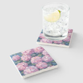 Blush Pink Hydrangeas Floral Stenen Onderzetter (Zijkant)