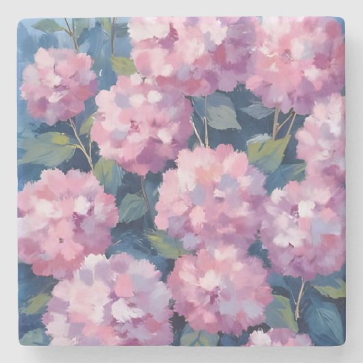 Blush Pink Hydrangeas Floral Stenen Onderzetter (Voorkant)