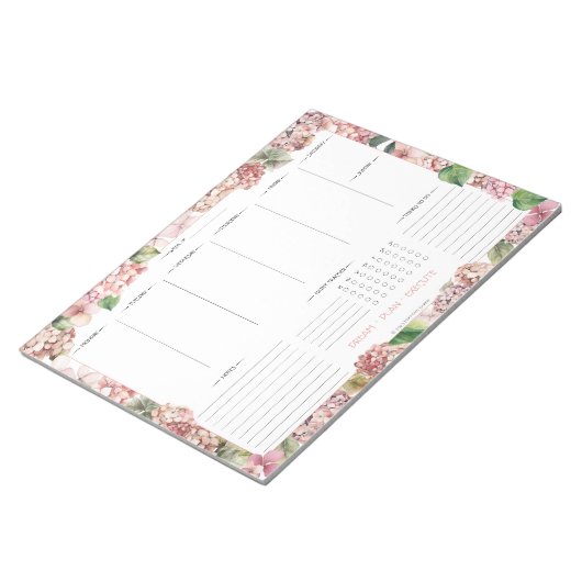Blush Pink Hydrangeas Planner Pad Notitieblok (Schuin)