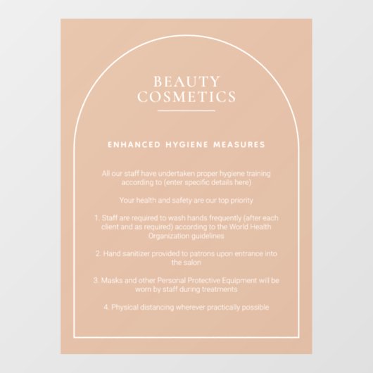 Blush Pink Hygiene Poster Beauty Makeup Business Raamsticker (Vel)