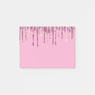 Blush Pink Ice Cream Glitter Drips Verjaardag Post-it® Notes