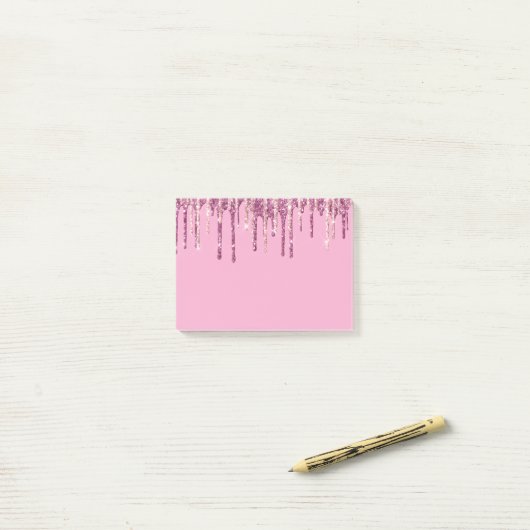 Blush Pink Ice Cream Glitter Drips Verjaardag Post-it® Notes (Op bureau)