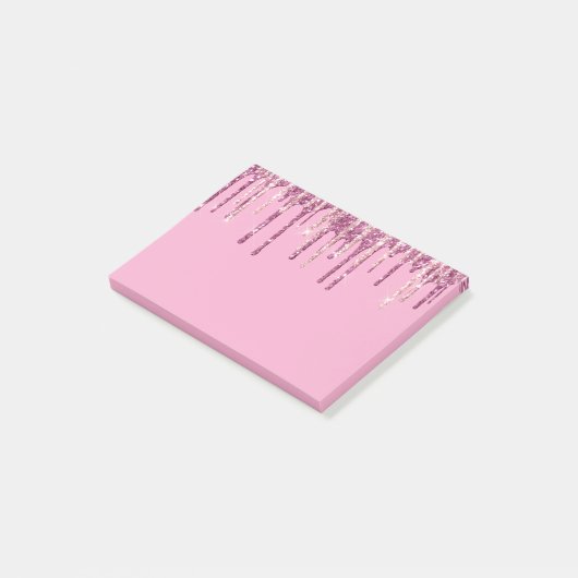 Blush Pink Ice Cream Glitter Drips Verjaardag Post-it® Notes (Schuin)