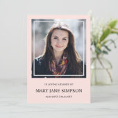 Blush PInk in liefhebbend geheugen Funeral Photo (Staand voorkant)