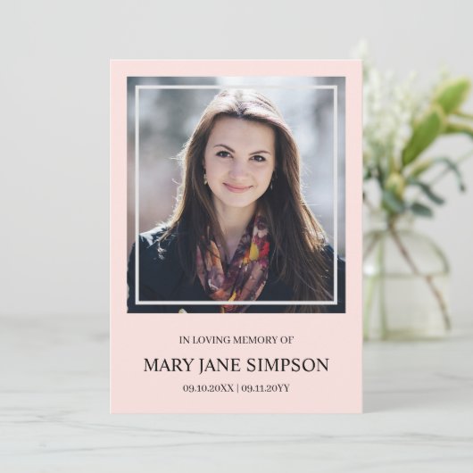Blush PInk in liefhebbend geheugen Funeral Photo (Staand voorkant)