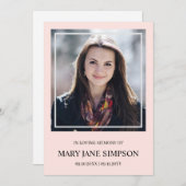 Blush PInk in liefhebbend geheugen Funeral Photo (Voorkant / Achterkant)