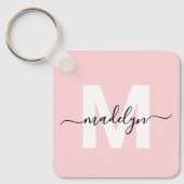 Blush Pink Initiaal naam monogram Sleutelhanger (Voorkant)