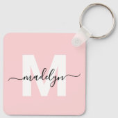 Blush Pink Initiaal naam monogram Sleutelhanger (Achterkant)