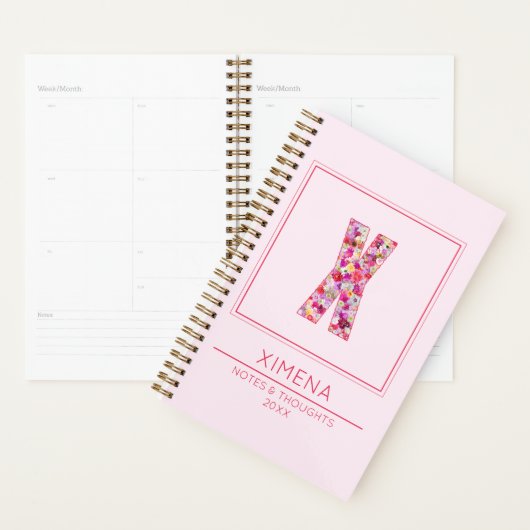 Blush Pink Initial Name Letter X Planner (Display)
