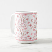 Blush Pink Ink Outlined Floral Koffiemok (Voorkant links)