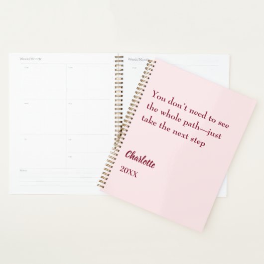 Blush pink inspirational goal quote 2026 planner (Display)