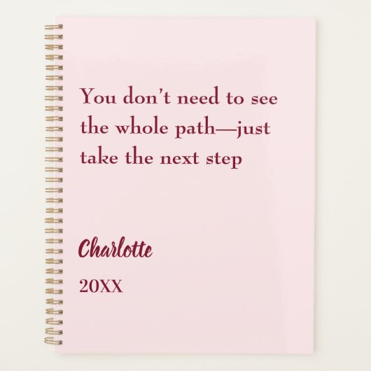Blush pink inspirational goal quote 2026 planner (Voorkant)