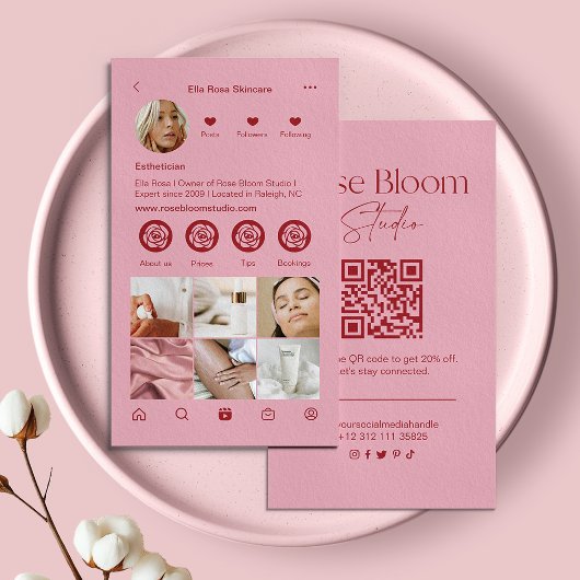 Blush Pink Instagram Business Card Visitekaartje