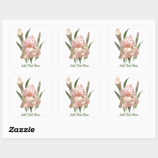 Blush Pink Iris Vierkante Sticker (Vel)