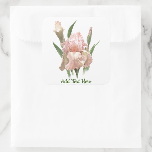 Blush Pink Iris Vierkante Sticker (Tas)