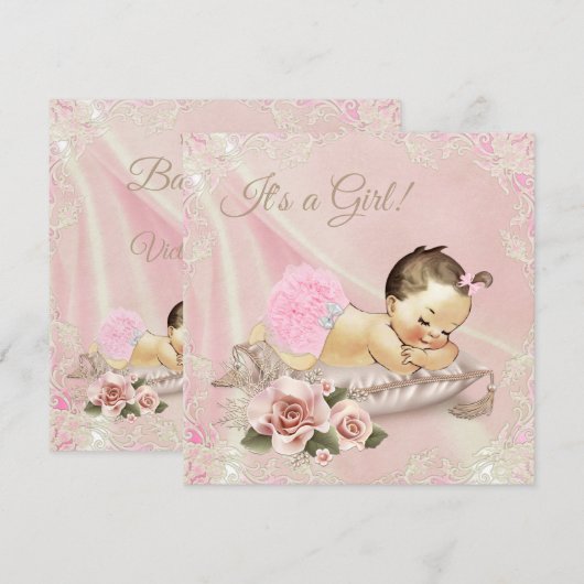 Blush Pink Ivory Baby shower Kaart (Voorkant / Achterkant)