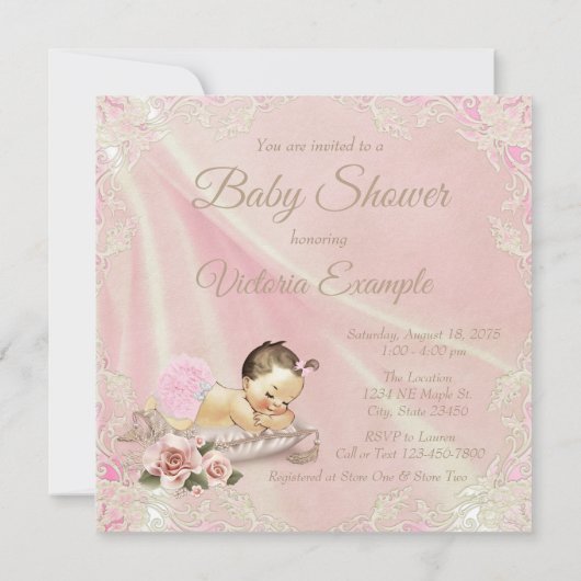 Blush Pink Ivory Baby shower Kaart (Achterkant)