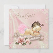 Blush Pink Ivory Baby shower Kaart (Voorkant)