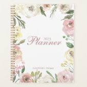 Blush Pink Ivory Floral Chic Personalized 2023 Planner (Voorkant)