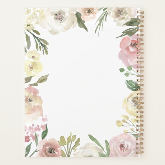Blush Pink Ivory Floral Chic Personalized 2023 Planner (Achterkant)