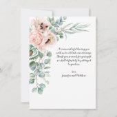 Blush Pink Ivory Floral Foto Kaart (Achterkant)