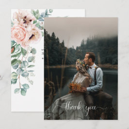 Blush Pink Ivory Floral Foto Kaart