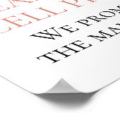 Blush Pink Ivory Floral Unplugged Wedding Ceremony Poster (Hoek)