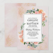 Blush Pink Ivory Floral Waterverf Wedding Kaart (Voorkant / Achterkant)