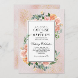 Blush Pink Ivory Floral Waterverf Wedding Kaart