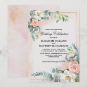 Blush Pink Ivory Floral Waterverf Wedding Kaart (Voorkant / Achterkant)
