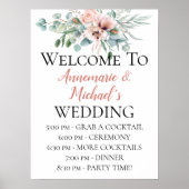 Blush Pink Ivory Floral Weddenschap Welkom Poster (Voorkant)