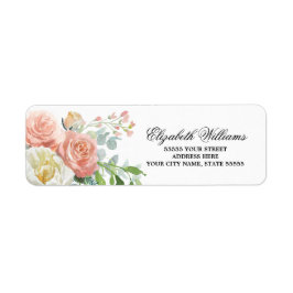 Blush Pink Ivory Floral Wedding Return Address Etiket