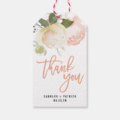 Blush Pink Ivory Peony Hartelijk dank Cadeaulabel (Achterkant)