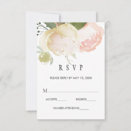 Blush Pink Ivory Peony Wedding RSVP