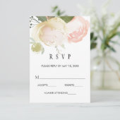 Blush Pink Ivory Peony Wedding RSVP (Staand voorkant)