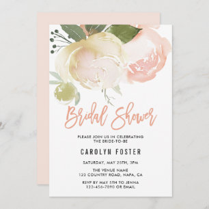 Blush Pink Ivory Peony Wedding Vrijgezellenfeest Kaart