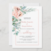 Blush Pink Ivory Poppies and Peonies Lijst Weddens Kaart (Voorkant)