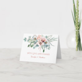 Blush Pink Ivory Poppies Peonies Floral Hartelijk  Bedankkaart