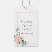 Blush Pink Ivory Poppy Peony Wedding Favor Cadeaulabel (Achterkant)