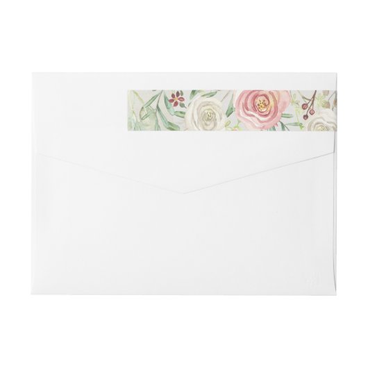 Blush Pink Ivory Roos Floral Leaf w Rustic Wood (Achterkant)