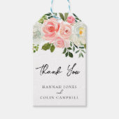  Blush Pink & Ivory Roos Garland Cadeaulabel (Voorkant)