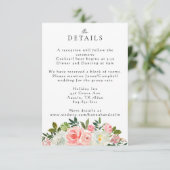  Blush Pink & Ivory Roos Garland Informatiekaartje (Staand voorkant)