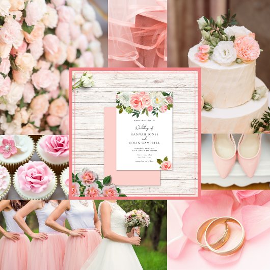  Blush Pink & Ivory Roos Garland Programmakaart