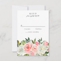  Blush Pink & Ivory Roos Garland RSVP-kaart