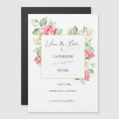 Blush Pink/Ivory Watercolor Roses Save the Date (Voorkant / Achterkant)