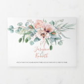 Blush Pink & Ivory Waterverf Floral Wedding | Drieluik Uitnodiging (Cover)