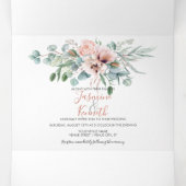 Blush Pink & Ivory Waterverf Floral Wedding | Drieluik Uitnodiging (Binnenkant midden)